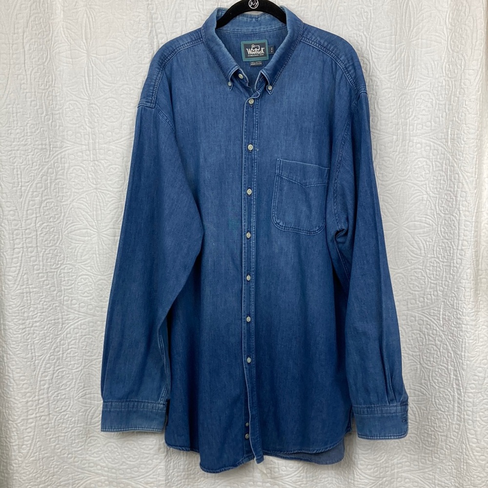 Woolrich Men’s Chambray Denim Button Down Shirt sz XXL